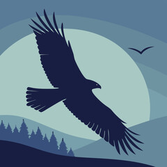The silhouette of wild eagle vector art
