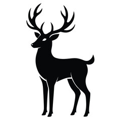Elegant deer silhouette walking profile wildlife vector illustration design isolated, deer, silhouette, animal, vector, wildlife, nature, mammal, forest, isolated, walking, side view, design, graphic