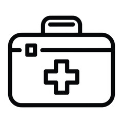 Obraz premium First Aid Kit Icon, Vector, Illustration, Icon, Outline, Line Art, Silhouette, Logo, White Background.