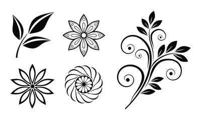 Floral vector collection: ornate leaf and flower designs