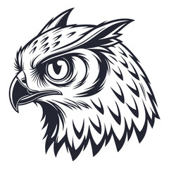 Owl bird silhouette editable EPS vector isolated illustration template on a white background
