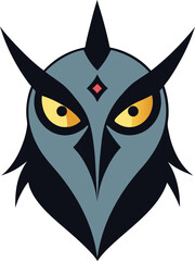 Owl bird silhouette editable EPS vector isolated illustration template on a white background
