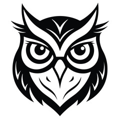 Owl bird silhouette editable EPS vector isolated illustration template on a white background
