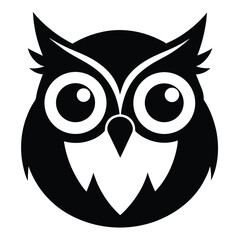 Owl bird silhouette editable EPS vector isolated illustration template on a white background
