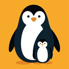 simple cute penguin outline vector outline shape, simple black and white penguin shape

