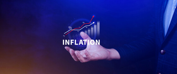 Inflation rate hike percentage concept. economic direction Concept of reducing purchasing power...
