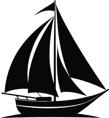  sailboat silhouette, full sail, nautical view