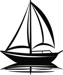  sailboat silhouette, full sail, nautical view