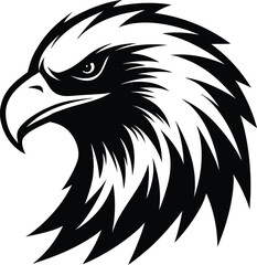  eagle head silhouette, sharp beak, profile view
