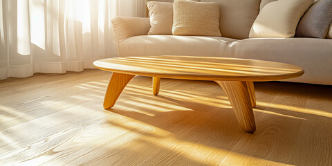 Sunlit wooden floor interior casting warm shadows across living space highlighting minimal decor natural lighting ideal for architecture and real estate marketing content