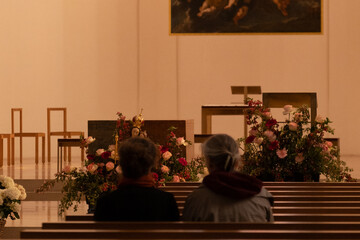 woman sitting in church