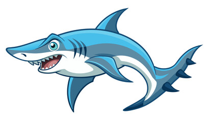Fototapeta premium Cartoon happy shark character illustration