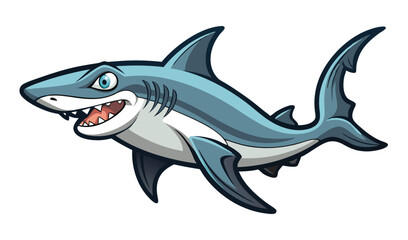 Obraz premium Cartoon great white shark character illustration