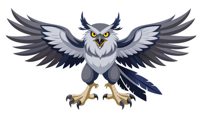 Obraz premium Cartoon angry owl with wings spread wide