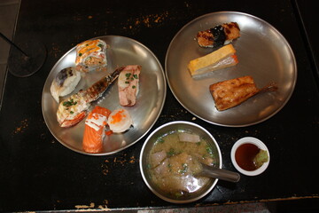 Assorted Sushi Platter Served with Hot Miso Soup