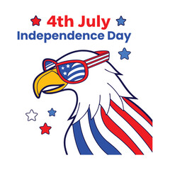 Patriotic bald eagle wearing sunglasses for 4th of July