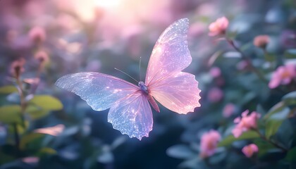 Holographic butterfly with wings formed by intricate glowing lines and digital mesh