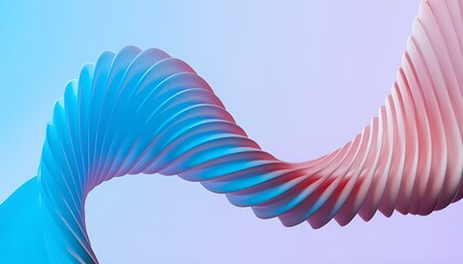 Abstract flowing ribbons twisting in space, shapes with matte metallic texture and subtle glossy highlights