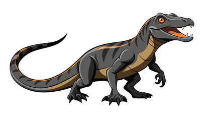 Obraz premium Cartoon dinosaur illustration grey and orange raptor