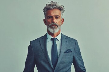 A man with a styled beard and mustache, wearing a suit and tie. He has an urban and professional look.