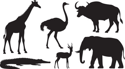  African Wildlife Silhouettes Collection