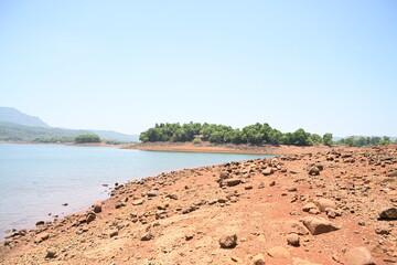 calm lake with mountain view 