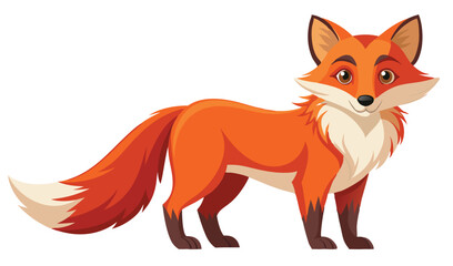 Obraz premium Cute cartoon fox illustration white background