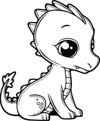 Obraz premium Adorable baby dragons for coloring, perfect for kids and adults. Enjoy these cute designs! Generative AI