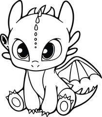 Adorable baby dragons for coloring, perfect for kids and adults. Enjoy these cute designs! Generative AI