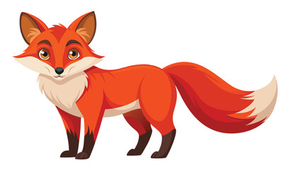 Obraz premium Cute cartoon fox illustration white background