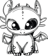 Adorable baby dragons for coloring, perfect for kids and adults. Enjoy these cute designs! Generative AI