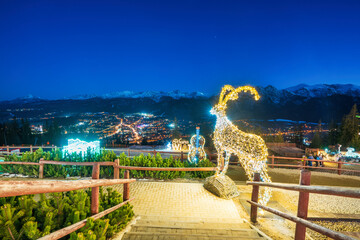 Christmas lights at the top of Gubalowka tourist shelter located on Gubalowka mountain offering commanding views of the Tatras and Zakopane © Pawel Pajor