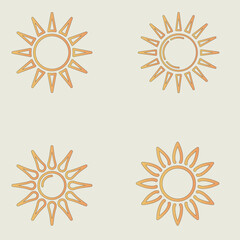 Simple sun line art icon with rays, summer and sunny weather symbol