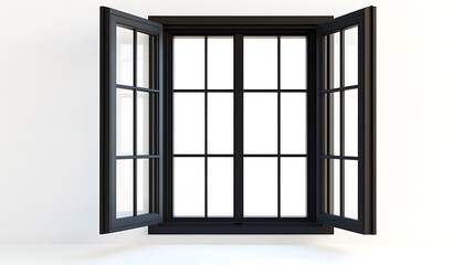 Open Window with Black Frame Letting Light In, Modern Architecture and Interior Design Concept.