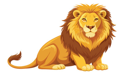 Obraz premium Majestic male lion sitting isolated on white