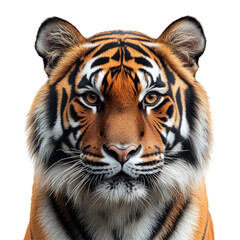 Fototapeta premium Majestic Tiger Portrait with Intricate Stripes and Intense Gaze, Wildlife Beauty