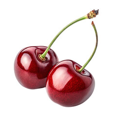 Two Red Cherries On A Black Background Still Life