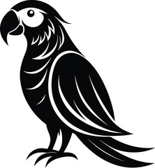  parrot silhouette, curved beak, perched bird
