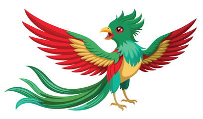 Obraz premium Vibrant cartoon resplendent quetzal bird illustration