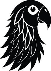  parrot silhouette, curved beak, perched bird
