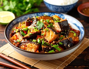 Sauteed eggplant dish in a bowl