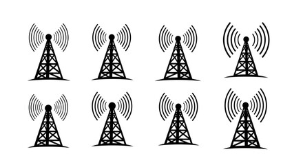 Transmission Tower and Signals: A visually striking arrangement of transmission towers with radiating signal waves, representing the essence of communication and connectivity.
