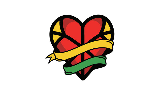 Love Emblem: A vibrant emblem featuring a stylized heart shape, rendered in vivid colors and adorned with a flowing ribbon. Evokes feelings of affection and is perfect for a romantic message.