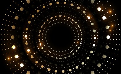 Circular background. Gold dot circle frame. Abstract border. Effect halftone. Sphere boarder. Modern golden ring.