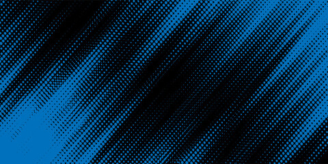 Obraz premium Halftone dots gradient grunge texture background blue and black color pattern. Dot pop art comic sport style vector illustration. grunge vector dots