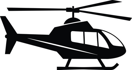 helicopter silhouette, landing gear, spinning rotor
