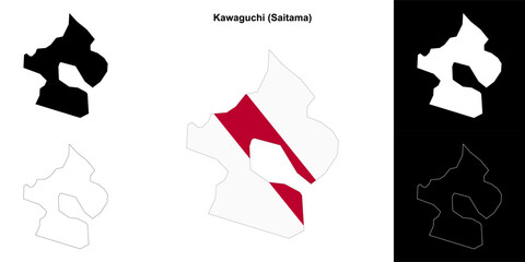 Kawaguchi (Saitama) outline map set