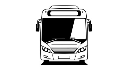 Fototapeta premium bus showcasing front views in a simple and sleek style for transportation concepts , in black and white vector design 