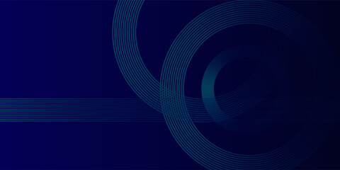 Abstract glowing circle lines on dark blue background. Geometric stripe line art design. Modern shiny blue lines. simple