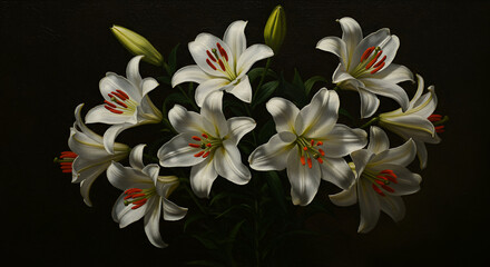 Fototapeta premium Elegant White Lilies Still Life Photography